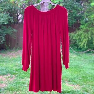lou & grey NWT fuchsia long sleeved sweater dress size XS balloon sleeved midi